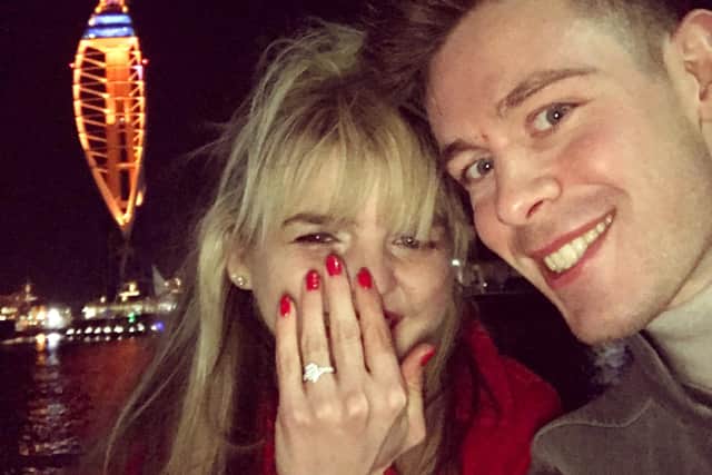 Alana Hebenton and fiance Stuart Burnett on the night they became engaged