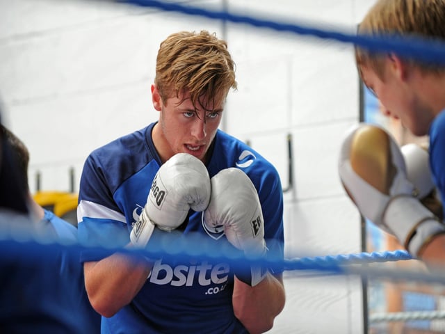 Adam Webster shows his talented in the ring as Pompey are put through their paces at Ballys Boxing Gym in Fratton. Picture: Ian Hargreaves
