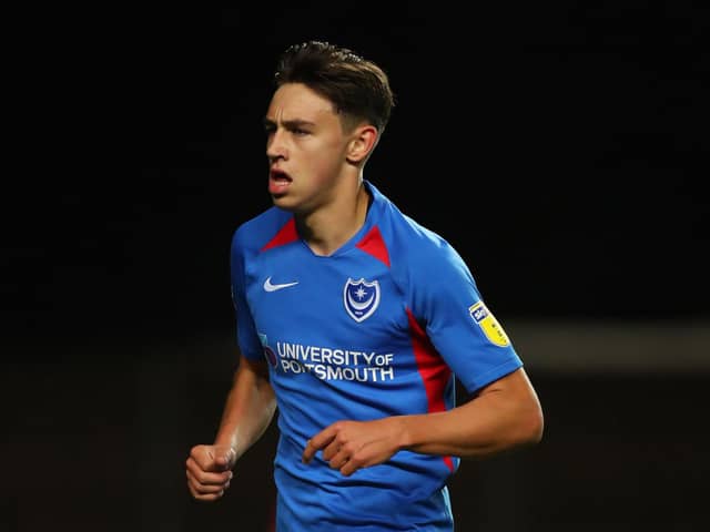 Josh Flint playing for Portsmouth in 2019. (Photo by Catherine Ivill/Getty Images)