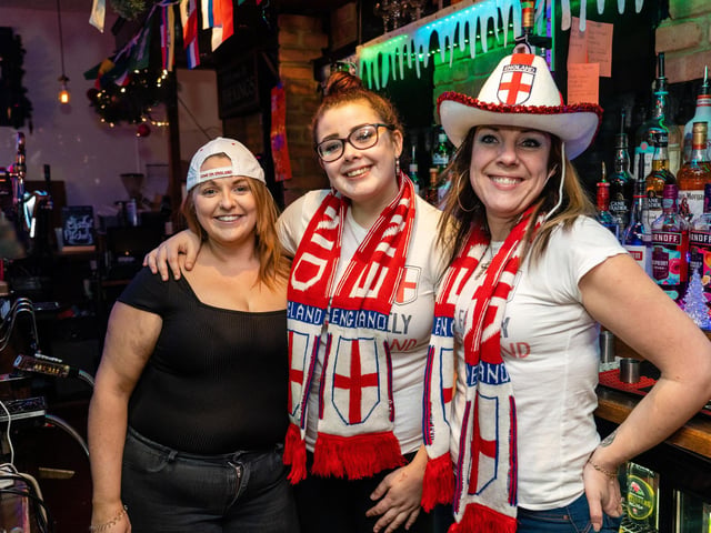 Bar staff at The Kings in Southsea at half time of England vs France. Picture: Matthew Clark