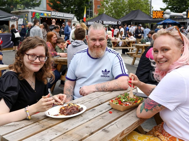 Morgan Dober with her parents, Shane and Helen Dober. British Street Food awards at Gunwharf Quays, Portsmouth Picture: Chris  Moorhouse (080624-21)