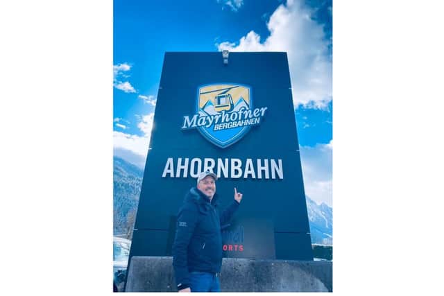 'A dream come true': Waterlooville dad Graham Webster, 47, pictured in Austria after winning a free ski trip for seven nights, worth £2,000.