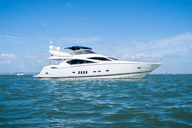 82ft Sunseeker Chess is the biggest superyacht available to charter in UK waters for summer 2021. Picture from West Nautical