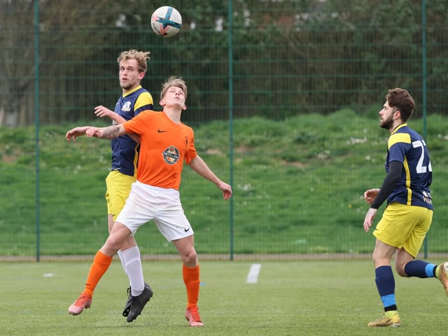 Pelham Arms (blue/yellow) v Fort Cumberland. Picture by Kevin Shipp