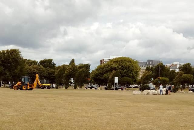 The new boulders being placed along Southsea Common 

Picture: John Maloney