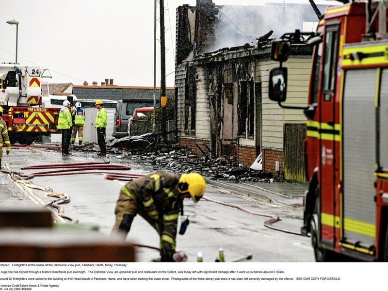 Firefighters at the scene at the Osborne View pub.