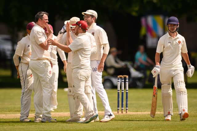 Fareham and Crofton celebrate the dismissal of Havant batter Charlie Whitfield.
Picture: Keith Woodland (030621-13)