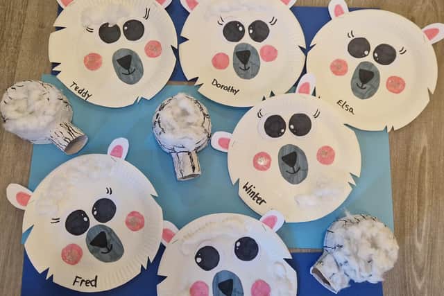 Residents proudly display their handmade polar bears and igloos, crafted from paper plates and recycled materials to celebrate International Polar Bear Day at Bedhampton Court.