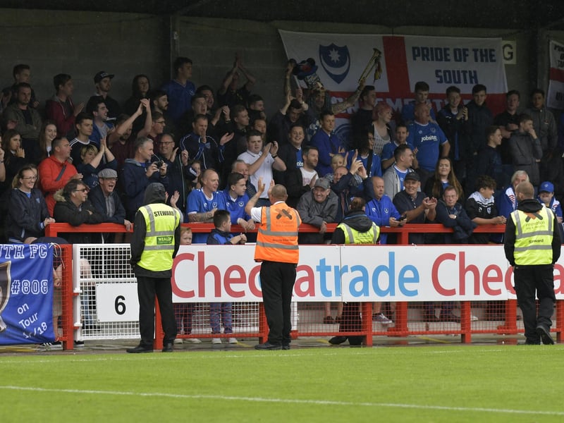 Pompey fans make their presence felt for a pre-season trip to Crawley in 2017.
