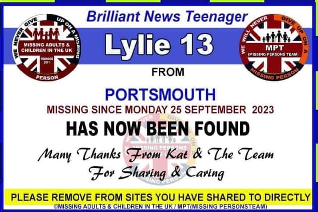 Missing Lylie has been found