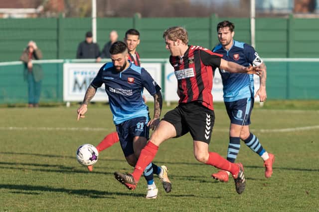 Simon Woods, right, is in line to return for Fareham Town this weekend. Picture: Vernon Nash (230219-124)