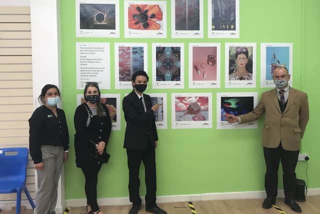 Mita Thakrar, from Greywell Pharmacy, Laura Jones, from Hampshire Design Studios, Matthew Relton Hunt, Park Community School student and James Waterfield, Park Community School art teacher.
