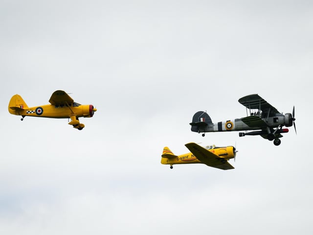 Pictured is: Three aircraft including a Swordfish
Picture: Keith Woodland (080621-87)