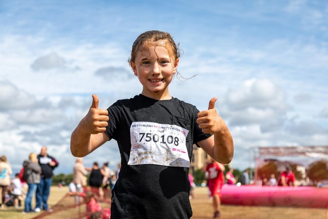 Dirty but happy at the end of the Pretty Muddy kids race