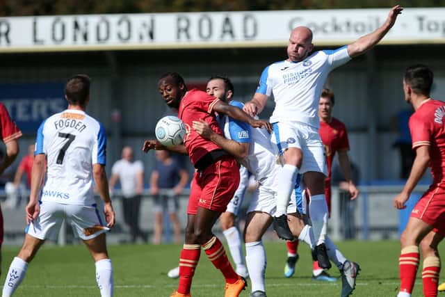 Mike Carter, right, is now at Hawks' FA Cup second qualifying round opponents AFC Totton. Picture: Chris Moorhouse
