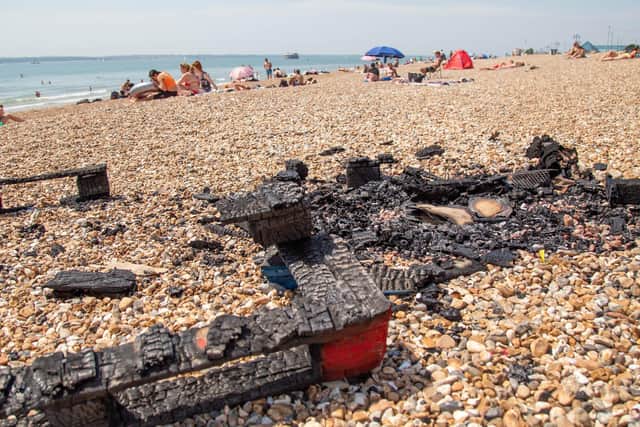 Burnt crates littering Southsea beach Picture: Habibur Rahman