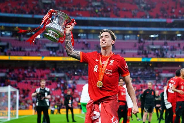 Liverpool's Kostas Tsimikas celebrates after last season's FA Cup final win against Chelsea. Eighty four days later, the 2022/23 tournament begins. Picture by Adam Davy/PA Wire.