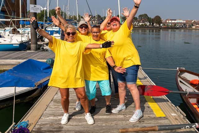 Yellow ladies still in high spirits after a narrow loss Picture: Mike Cooter (050921)
