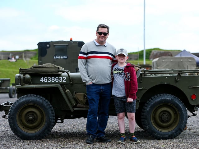 Mark Lacey and his son, Charlie, nine.