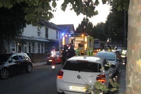 Fire crews, paramedics and police help a boy, 13, who fell through the roof of the former Odeon cinema in London Road, North End. Picture: Sophie Monaghan