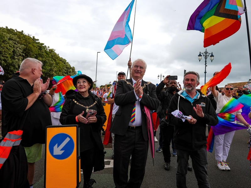 Lord Mayor of Portsmouth Cllr Gerald Vernon-Jackson, centre. Portsmouth Pride, Eastney Esplanade on Southsea seafrontPicture: Chris Moorhouse (070625-052)