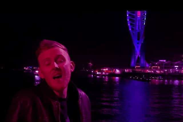 Councillor Rob New is part of a local LGBT band called White Noise Fanatics with his friend and roommate Aled Price. Pictured is Aled singing in Old Portsmouth