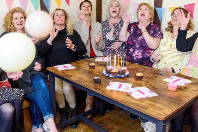 Hampshire foster carers, and Hive Carer support workers celebrating the one year anniversary of the Hampshire Hive pilot.