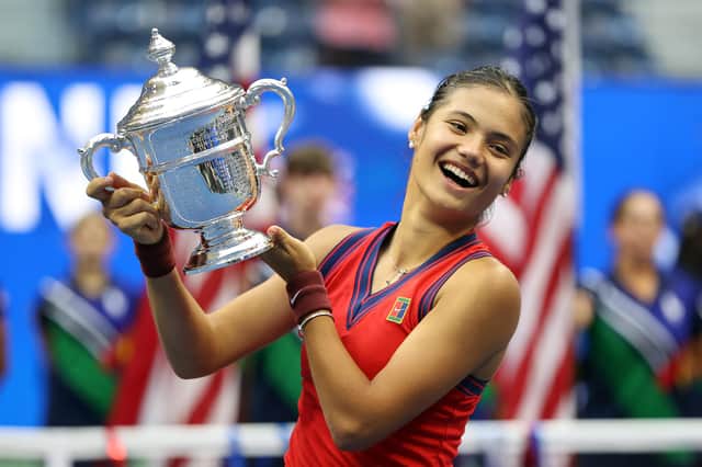 US Open winner Emma Raducanu is a former doubles partners of Pompey defender Liam VIncent (Photo by Elsa/Getty Images)