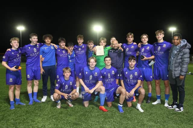 Journey's end - the Baffins Milton Rovers U18 squad after their last game, last night's cup final loss to Gosport Borough.
Picture by Dave Haines