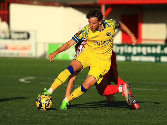 Hawks goalscorer Tomas Kalinauskas. Picture by Dave Haines