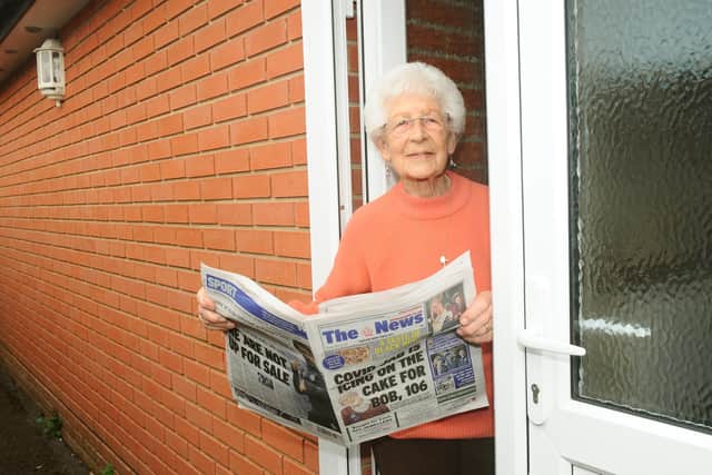 Joyce Taylor (91) from Purbrook, who has been reading and buying The News, Portsmouth since she was nineteen.
Picture: Sarah Standing (180321-5079)