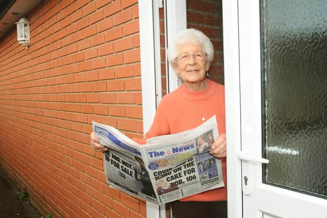 Joyce Taylor (91) from Purbrook, who has been reading and buying The News, Portsmouth since she was nineteen. 

Picture: Sarah Standing (180321-5079)