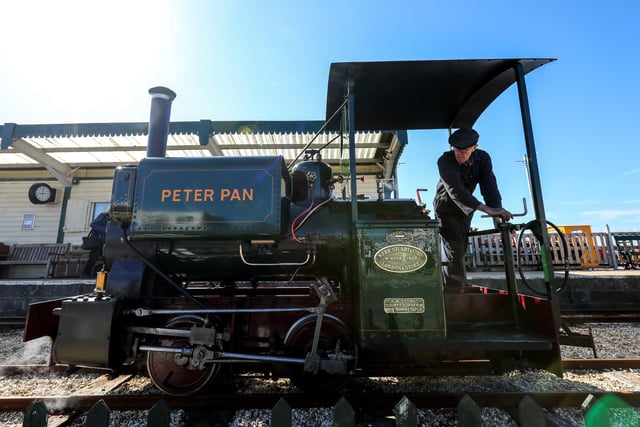 Graham Morris aboard Peter Pan at the Hayling Railway 20th Anniversary Gala, Eastoke Corner, Hayling Island.