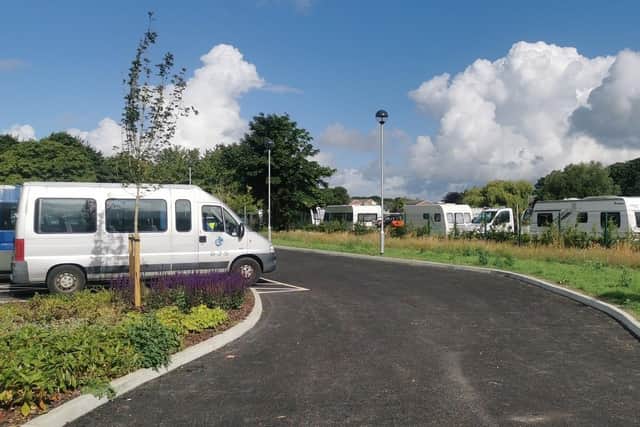 The travellers encampment on the field next to Grange Lane. Picture: Hampshire Constabulary