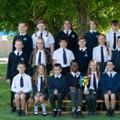 Mr Harcombe and the school's house captains