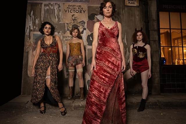 The women of Dope Girls. From left, Billie (Umi Myers), Violet (Eliza Scanlen), Kate (Julianne Nicholson), and Evie (Eilidh Fisher) (Picture: BBC/Badwolf Productions/Ray Burmiston)