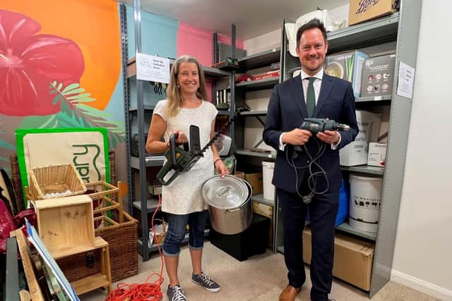 Repair Cafe Portsmouth founder Claire Seek with Portsmouth South MP Stephen Morgan