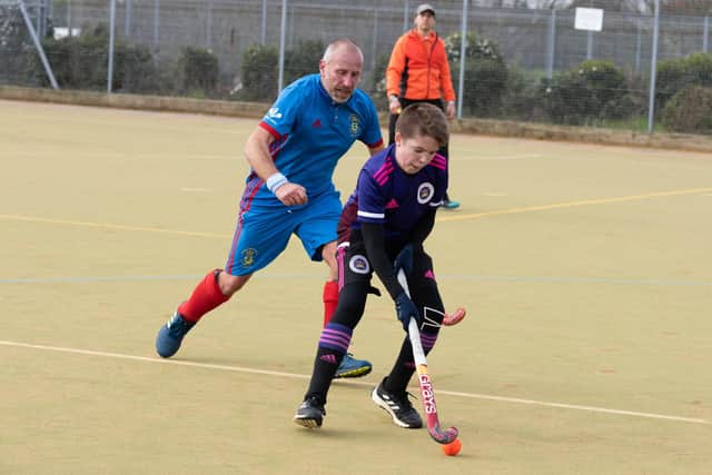 US Portsmouth's Chris Parry, left, and Portsmouth's Sam Hargreaves. Picture: Duncan Shepherd