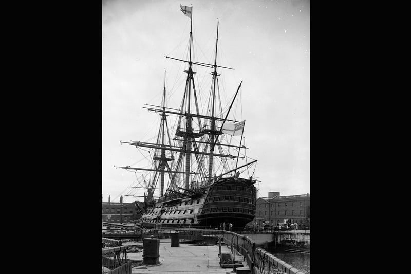 Circa 1860  Horatio Nelson's flagship HMS Victory in dock in London.  (Photo by Hulton Archive/Getty Images)