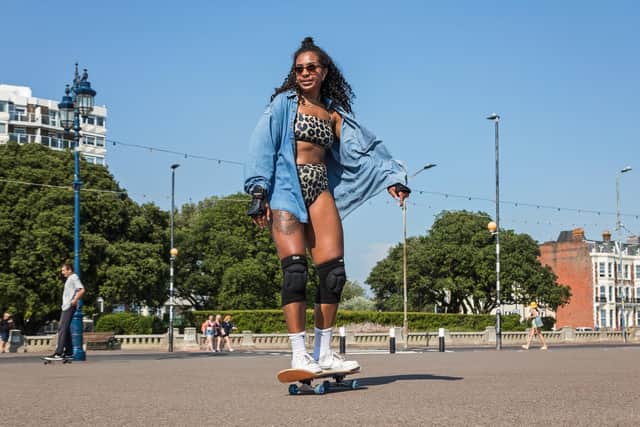 Southsea skater making the most of the great weather. Picture: Mike Cooter (200721)