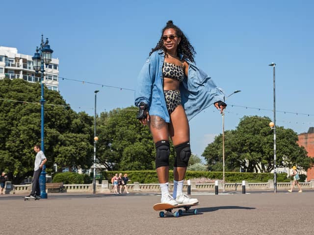 Southsea skater making the most of the great weather. Picture: Mike Cooter (200721)