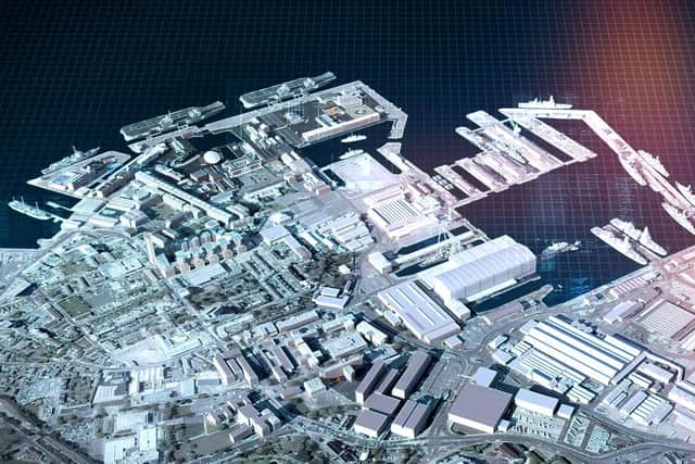 An image of what Portsmouth Naval Base looks like from above