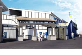 An artist's impression of how the new-look Milton End, with work scheduled to finish in October 2023. Picture: Portsmouth FC