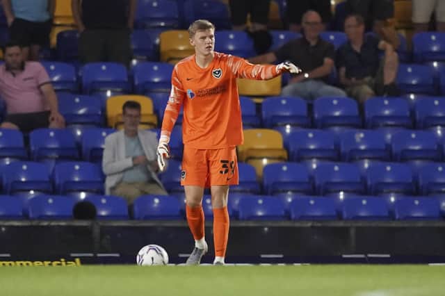 Jake Eastwood was an emergency loan signing who appeared in goal for Pompey's 5-3 defeat at AFC Wimbledon. Picture: Jason Brown/ProSportsImages