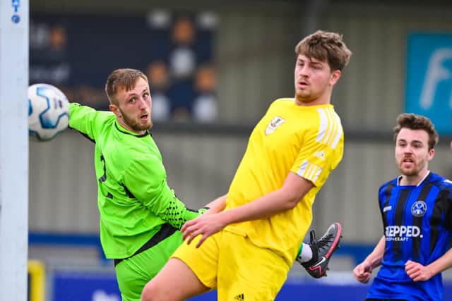 The Winchester Castle goalkeeper watches the ball go into his net. Picture by Richard Murray