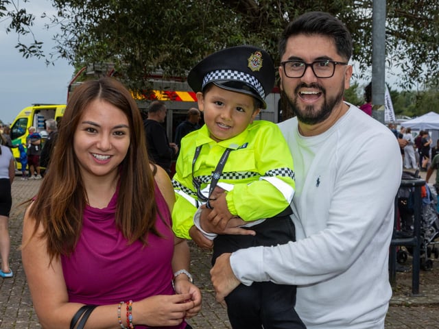 Martin Romero, 4, came dressed to impress with his mum and dad.  Photos by Alex Shute