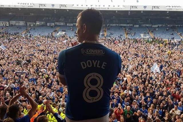 Michael Doyle on a memorable day in May 2017 at Fratton Park. Picture: David Cherriman