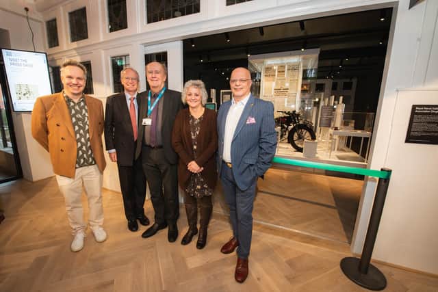 Hampshire Cultural Trust Chief Executive, Paul Sapwell; chairman of Hampshire Cultural Trust, Alan Lovell; leader of Gosport Borough Council, Councillor Peter Chegwyn, Gosport Museum and Art Gallery Venue Manager, Wendy Redman and Councillor Steve Forster at the opening of GOsport Museum and Art Gallery
