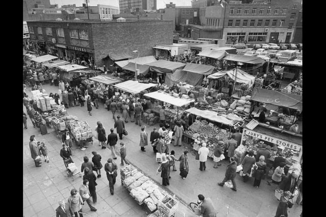 An aerial view of the Charlotte Street market on November 26, 1975. The News PP5557