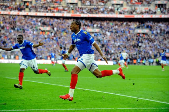 Freddie Piquionne celebrates after breaking the deadlock against Spurs in the 2010 FA Cup semi-final. Picture: Allan Hutchings